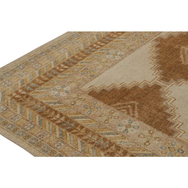 Rug & Kilim’s Distressed Tribal Style Rug in Beige, Brown and Gold Patterns For Sale In New York - Image 6 of 7