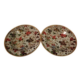 Vintage Nevco Metal Flower Design Trays - a Pair For Sale