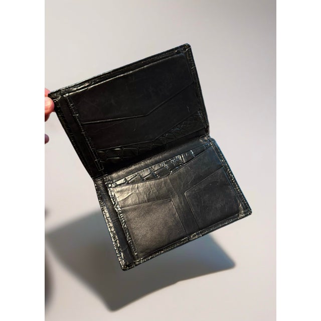 Late 20th Century New Vintage Italian Men's Croco Embossed Large Wallet For Sale - Image 5 of 6