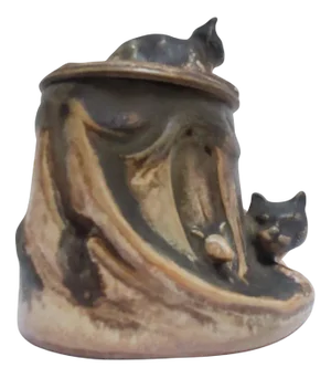 Vintage Ceramic Cat and Mouse Mustard Pot by Denbac, 1930s