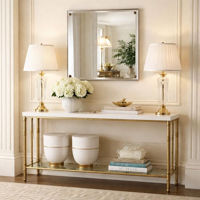 Mid 20th Century Vintage Square Beveled Glass Wall Mirror With Metal Corner Caps, 26” × 26”, Frameless Hollywood Regency Style For Sale - Image 5 of 5