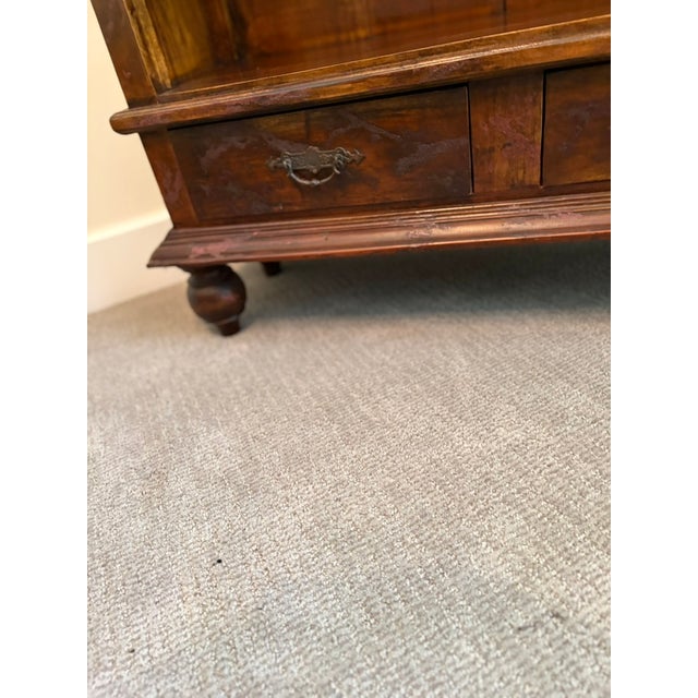 1990s Old World Rustic Solid Wood Bookcase For Sale In Seattle - Image 6 of 6