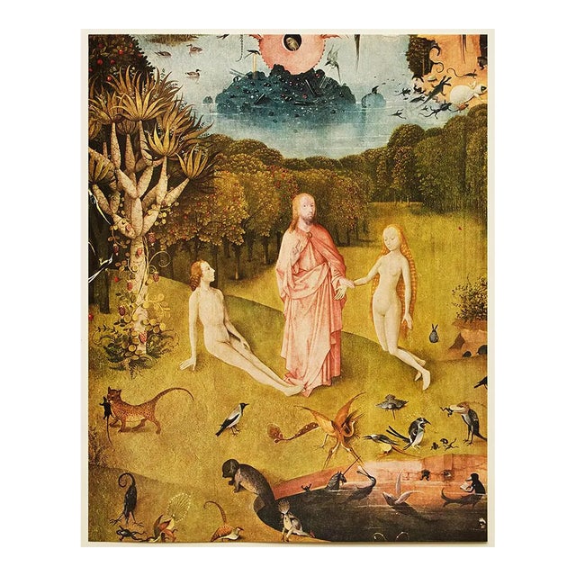 1955 After Bosch "The Garden of Worldly Delights" (Detail of Earthly Paradise), Vintage Full-Color Print For Sale