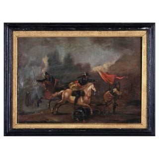 French School Artist, Battle Scene, 18th Century, Oil on Canvas, Framed For Sale