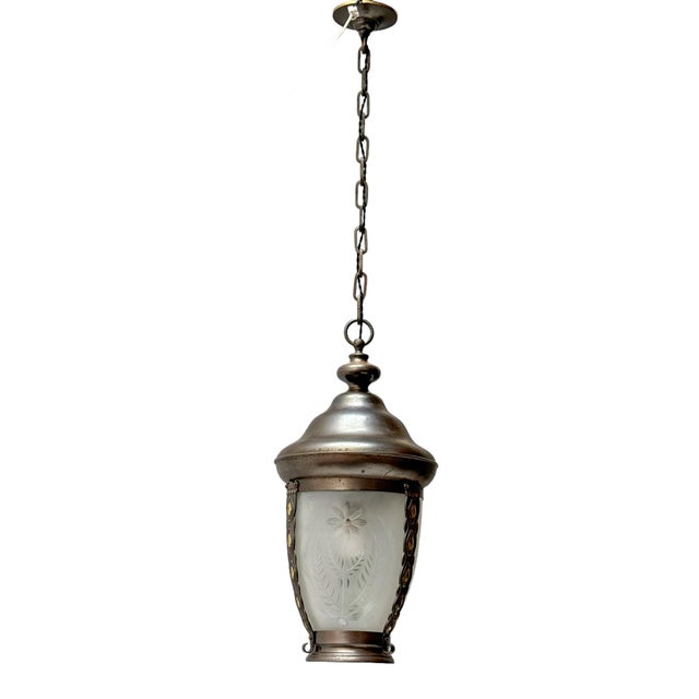 Art Nouveau Patinated Brass Hall Lantern, 1900s For Sale - Image 3 of 14