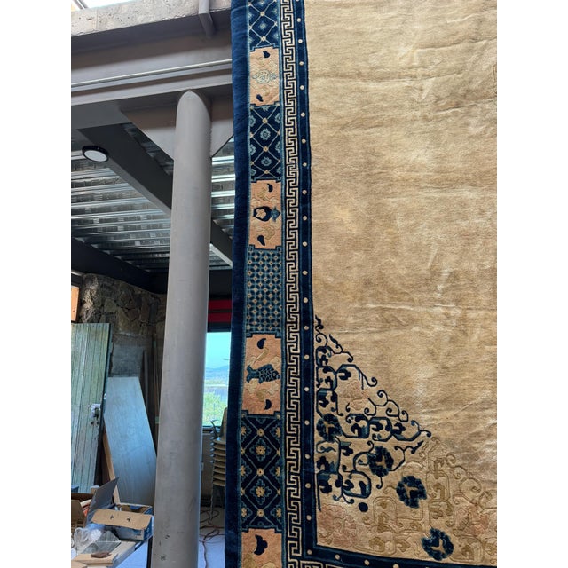 1900 - 1909 12 X 9 Antique Chinese Art Deco Chinoiserie Peking Rug Geometric Medallion For Sale - Image 5 of 15