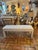 Mid-Century Modern Parsons Bench in Abstract Champagne Upholstery Newly upholstered .Perfect for at the foot of a bed or...