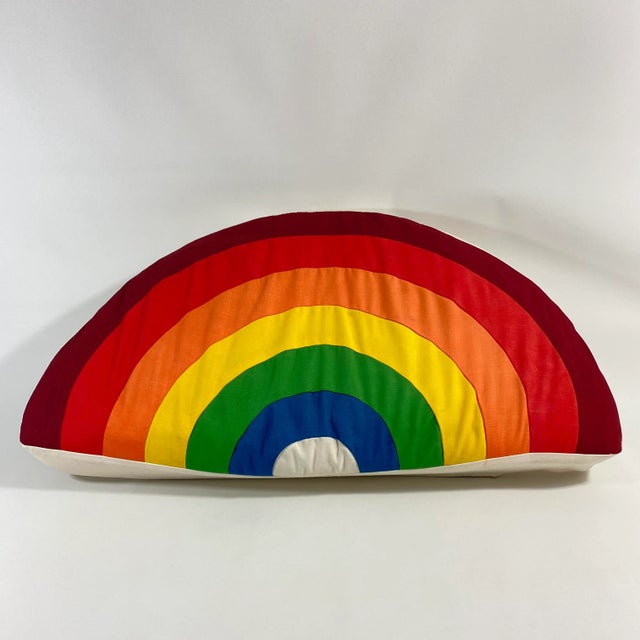 Vintage 1970s Quilted Rainbow Pop Art Pillow For Sale - Image 11 of 13