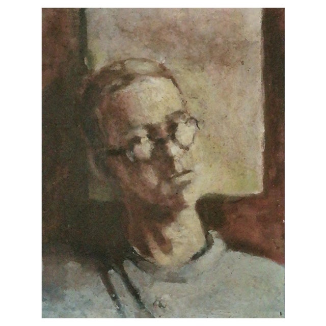 After Karol Larisch, Portrait with Glasses, 1920s, Oil on Canvas, Framed For Sale