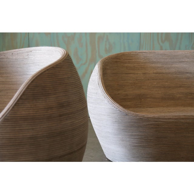 1980s Boho Modern Weathered Split Reed Ball Sofa and Chair After Gabriella Crespi For Sale - Image 14 of 18