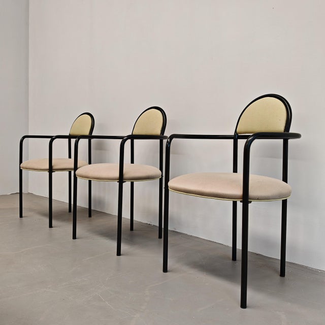 1980s Bieffeplast Cotton Armchairs with Armrests, 1980s, Set of 6 For Sale - Image 5 of 18