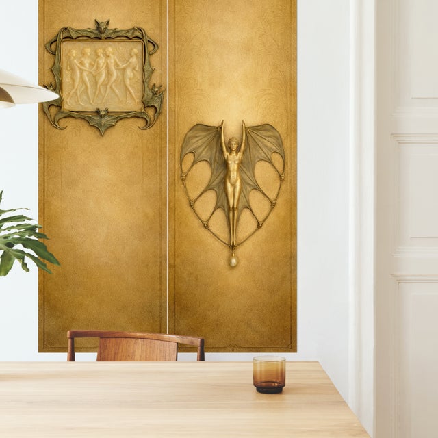 Gold Large Art Nouveau Jewelry Study "The Aureate Oracle" – 40" X 60" Fine Art Print on Brushed Metal For Sale - Image 8 of 12