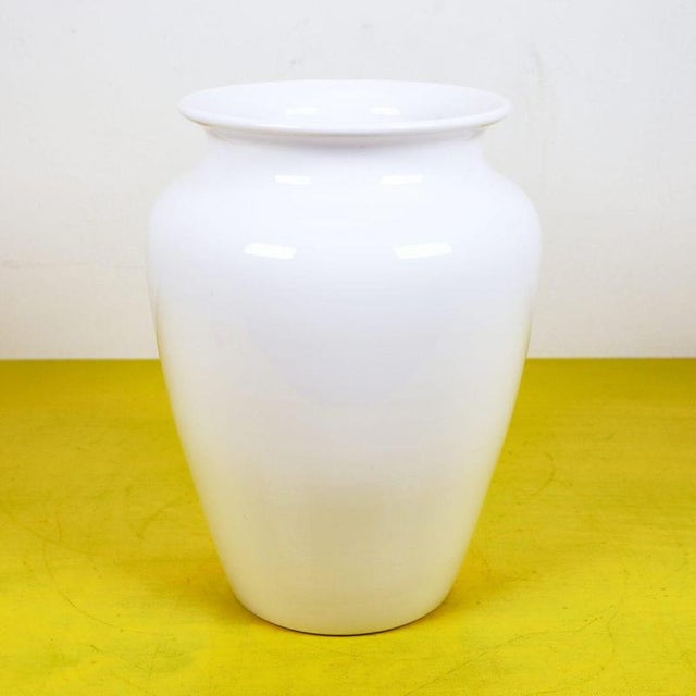 White Glazed Terracotta Vase For Sale - Image 9 of 9
