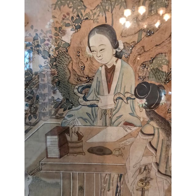 Antique Chinese Painting in a Pre Mid Century Frame For Sale - Image 9 of 12