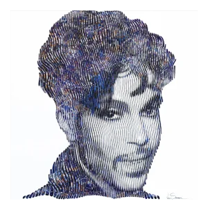 Original Op Art Pop Icon Portrait Painting by Virginie Schroeder 'Purple Rain Prince''
