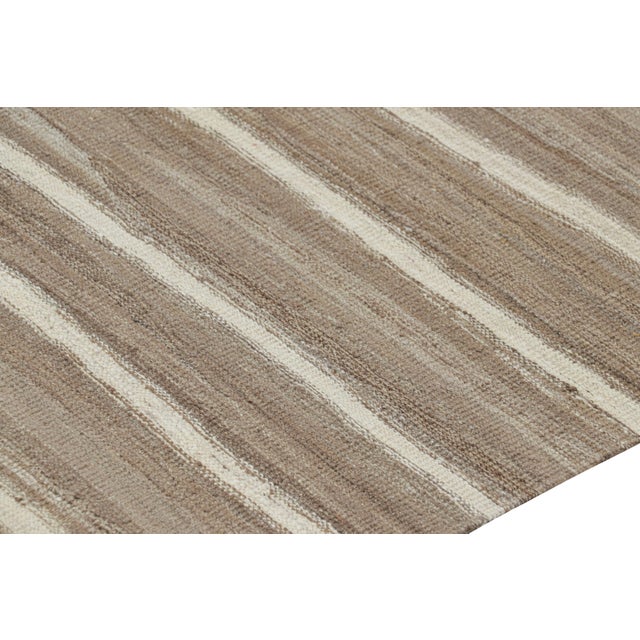 Rug & Kilim’s Contemporary Kilim in Beige-Brown With White Stripes For Sale In New York - Image 6 of 7