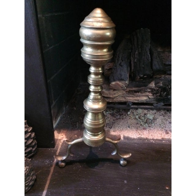 Antique Brass Chippendale Style Andirons - a Pair For Sale In Philadelphia - Image 6 of 8