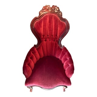 Striking Victorian Revival Parlor Armchair by Kimball Furniture Reproduction Dated 6/25/1996 For Sale
