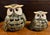 Rustic Vintage Japanese Mottled Glazed Stoneware Owl Candle Lanterns, 1970s, Set of 2 For Sale - Image 3 of 11