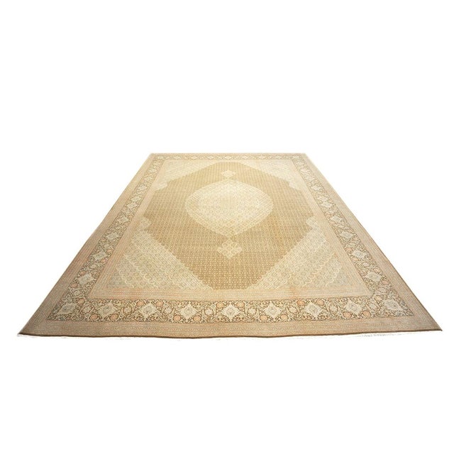 Antique Persian Tabriz Wool 10x14 Tan, & Brown Handmade Area Rug #9901536 For Sale - Image 4 of 8