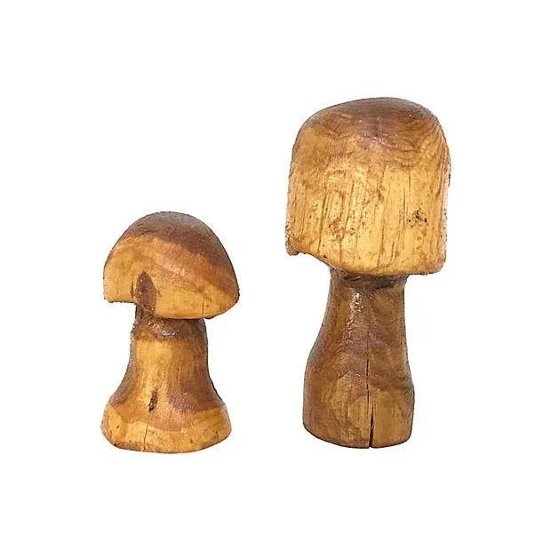 Farmhouse Carved Wood Mushrooms - a Pair For Sale - Image 3 of 5