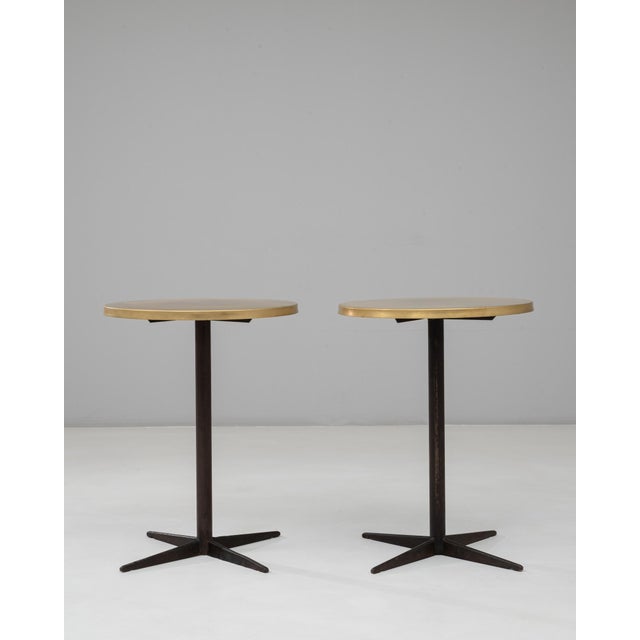 1900 - 1909 1970s French Iron Bistro Tables With Brass Tops - A Pair For Sale - Image 5 of 18