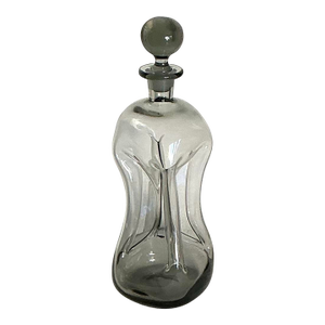 Holmegaard "Kluk Kluk " Decanter Smoked Gray Glass Jacob Bang, Denmark 1960s