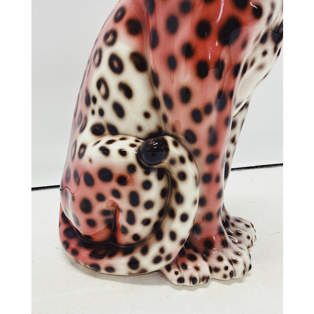 Pink Leopard Statue in Ceramic by Ceramiche Boxer For Sale - Image 4 of 7