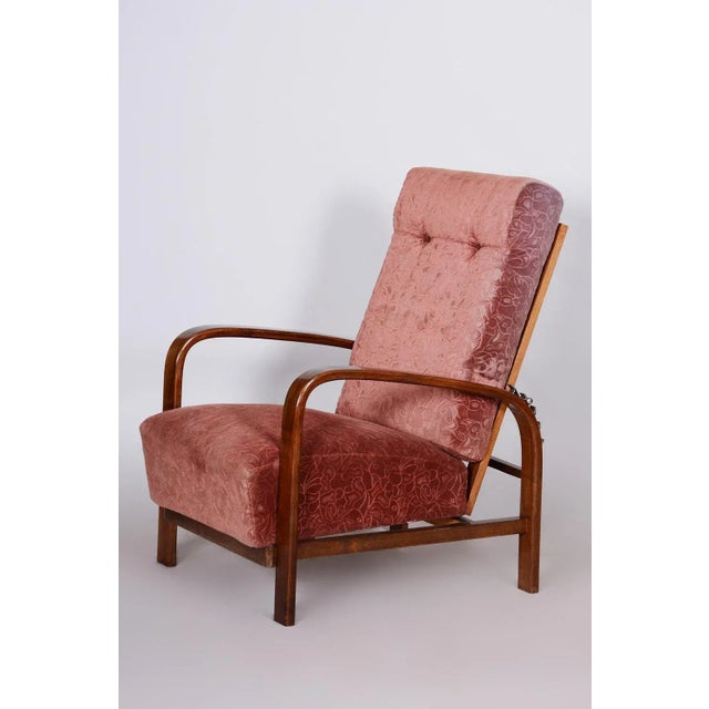 Brown Art Deco Positioning Armchair in Beech & Walnut, 1930s For Sale - Image 8 of 8