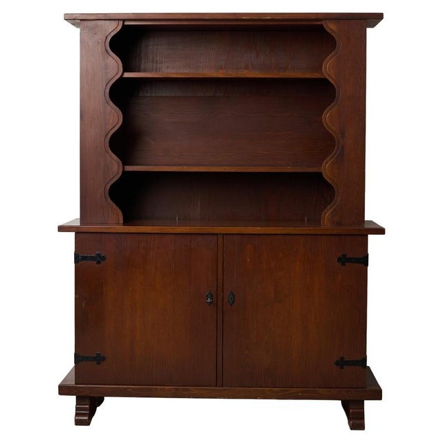 Swedish Modern Stained Pine Cabinet attributed to Otto Dahlin for Åby Möbelfabrik, 1940s For Sale - Image 11 of 11