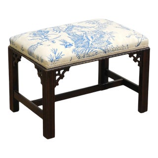 Hickory Chair Chippendale Style Mahogany Bench or Ottoman For Sale