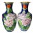 Pair of Vintage Chinese Cloisonné Vases | Blue Ground Peony, Butterfly & Bird Motif For Sale