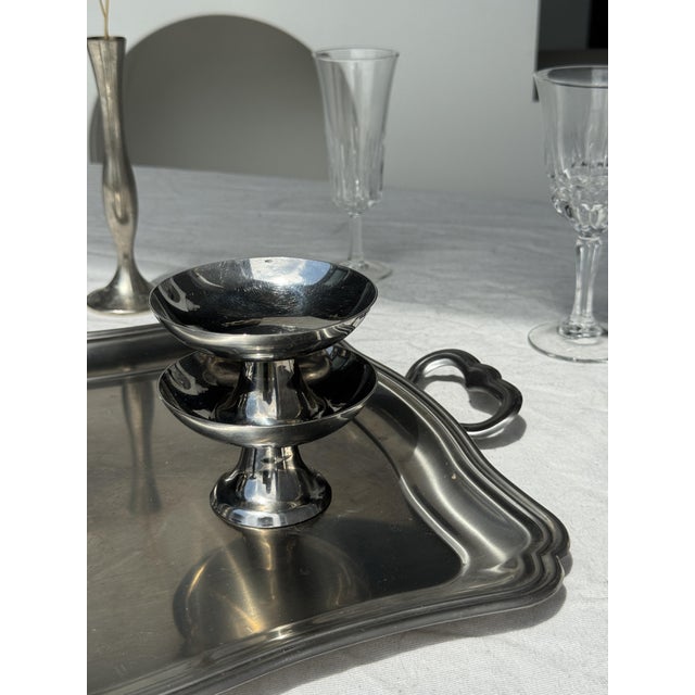 Silver Stainless Steel Serving Tray by Guy Degrenne, 1980s For Sale - Image 7 of 15