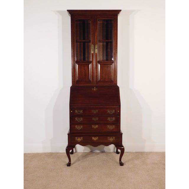 Brown Ethan Allen Georgian Court 2 Piece Cherry Locking Secretary Desk For Sale - Image 8 of 14