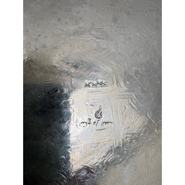 Vintage Etched Moroccan Silver Tea Tray, Accent Tray For Sale In Sacramento - Image 6 of 12