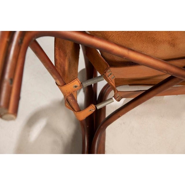 Brown Safari Armchair in Leather and Bamboo by Tito Agnoli, 1960s For Sale - Image 8 of 16