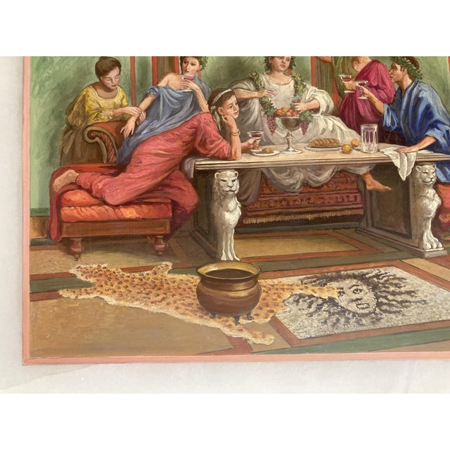 19th Century Italian Oil on Alabaster Painting Pompeian Interior Scene in Ormolu For Sale - Image 14 of 18