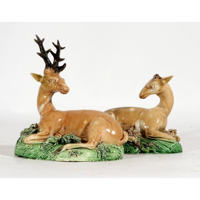 Woodland Wonders: A Fine Pair of Ralph Wood-Type Stag and Hind Figures Late 18th Century This charming pair of late 18th-...
