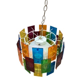 1960s Lucite Multi-Colored Swag Light For Sale
