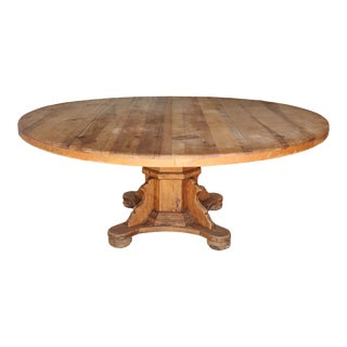 6ft Round Rustic Minimalist Pedestal Dining Table For Sale