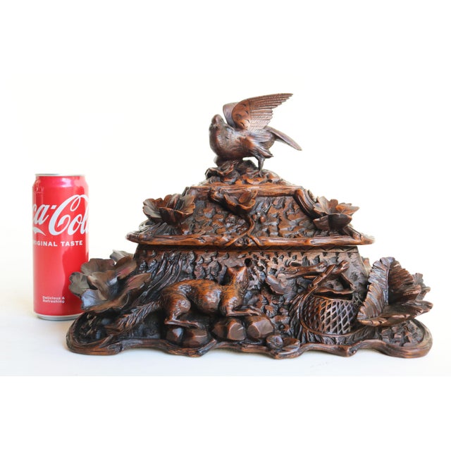 Brown 19th Century Black Forest Swiss Two Tier Jewelry Box with Fox and Bird, 1880 For Sale - Image 8 of 15