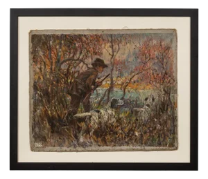 Frederick Thomas Daws, Antique Hunting Scene, Oil on Canvas, 1923, Framed