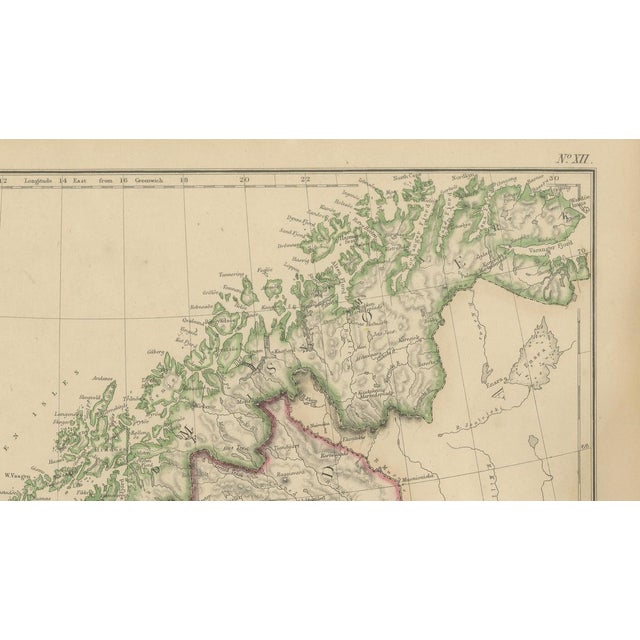 Black Antique Map of Sweden and Norway, 1860 For Sale - Image 8 of 10