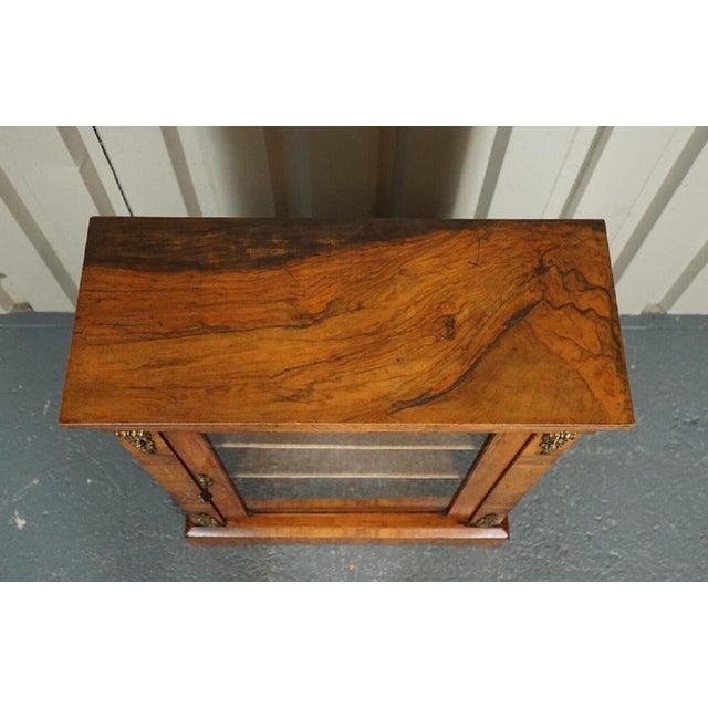 Brown Victorian Pier-Glazed Burr Walnut Marquetry Cabinet with Ormolu Mounts, 1880s For Sale - Image 8 of 12