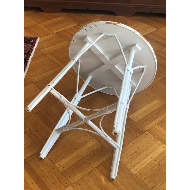 White Antique Painted Bamboo Side Table For Sale - Image 8 of 13
