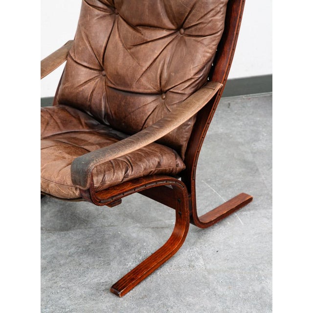 Mid Century Danish Modern Lounge Chair Brown Leather Ingmar Relling Westnofa Arm For Sale - Image 10 of 12