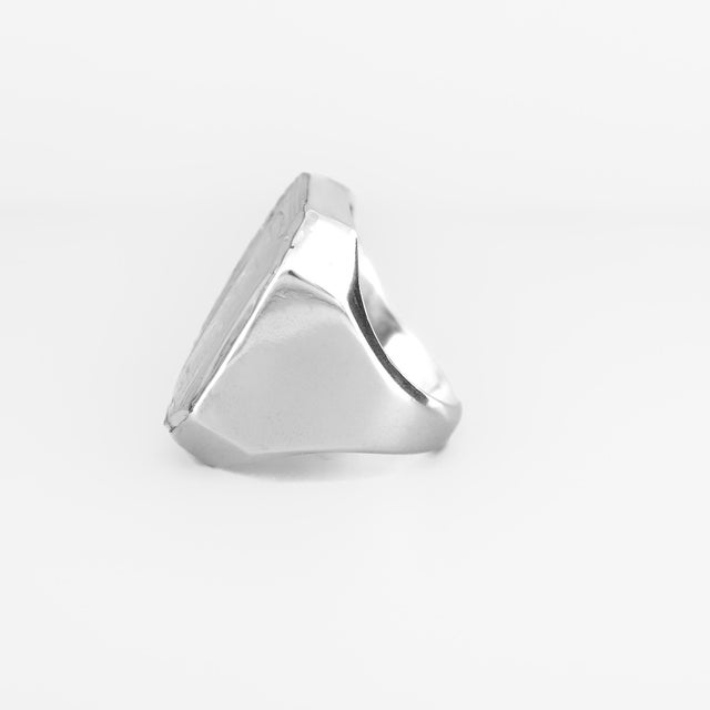 Estate Sterling Silver & Durr Al Najaf Engraved Arabic Calligraphy Men's Ring For Sale In Philadelphia - Image 6 of 13