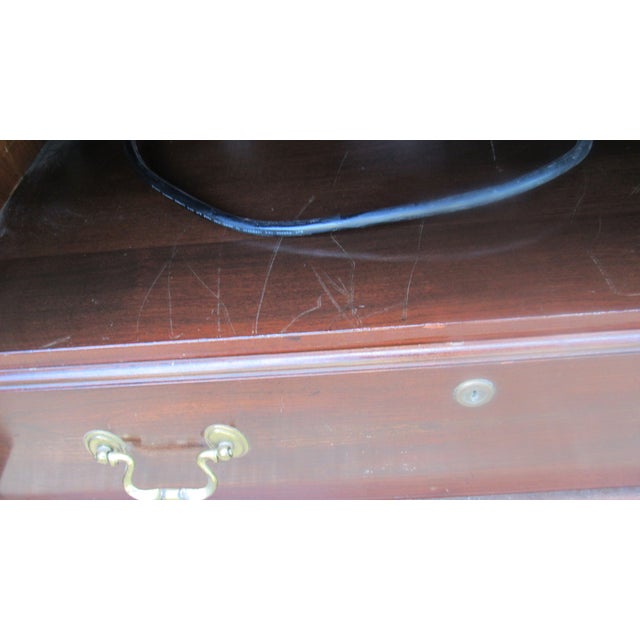 Brown 1980s Ethan Allen Cherry Armoire Wardrobe Tv Cabinet Designer Chest Georgian Court For Sale - Image 8 of 12