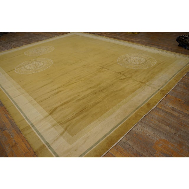 Exceptional Yellow-Green Color Background & Allover Pattern Antique Chinese Art Deco Rug For Sale - Image 11 of 12