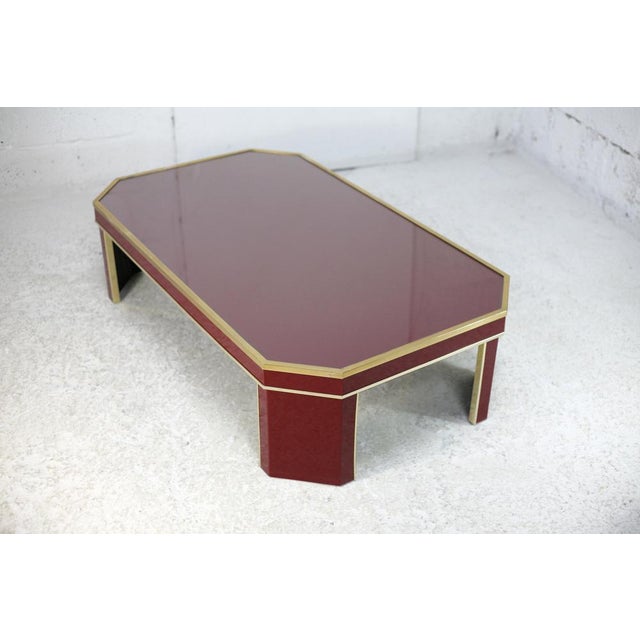 Coffee Table in Glass, Brass, Acrylic Glass and Wood by Eric Maville, France, 1970s For Sale - Image 9 of 18